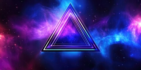 Wall Mural - cosmic abstract background featuring vibrant triangular symbol amidst mystical space nebula for spir