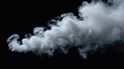 Poster - White smoke with swirling patterns on a black background creating a dramatic effect and offering ample copy space for text insertion