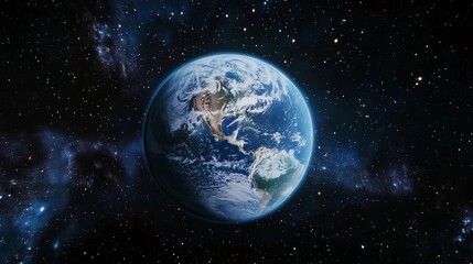 Wall Mural - a blue and white planet in the middle of the night sky. the planet is surrounded by a vast number of