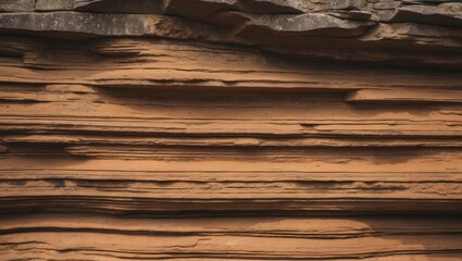 Aufkleber - Layered rock formations with natural texture and colors showcasing geological patterns and erosion details. Copy Space