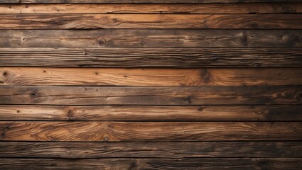 Aufkleber - Wooden wall texture with horizontal planks in various shades of brown ideal for backgrounds or design elements Copy Space