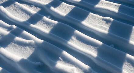 Aufkleber - Snow texture with shadows creating patterns in the snow surface under natural light Copy Space