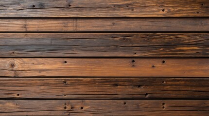 Aufkleber - Wooden wall with textured brown planks featuring natural knots and imperfections for rustic background Copy Space