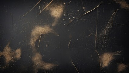 Aufkleber - Abstract dark background with gold splatter and scratches texture suitable for various design applications Copy Space