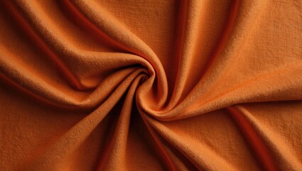 Poster - Orange fabric texture with intricate folds and wrinkles suitable for background applications and design projects. Copy Space