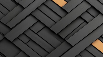 Poster - Abstract textile pattern with interwoven black and gold stripes creating a modern and elegant design