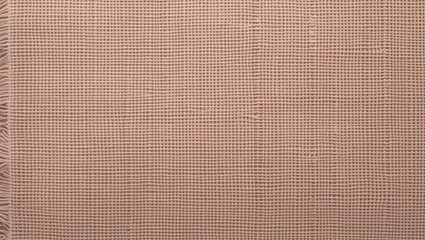 Poster - Textured pink fabric background with woven pattern and fringed edges, ideal for textiles and design Copy Space