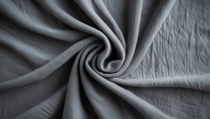 Aufkleber - Gray fabric textile arranged in a swirling pattern on a flat surface with natural light highlighting its texture and folds Copy Space