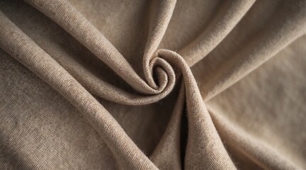 Aufkleber - Close-up of textured beige fabric with twisted pattern highlighting softness and warmth Copy Space