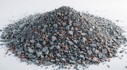 Aufkleber - Gray aggregate material with reddish inclusions piled on white background with ample Copy Space for text placement