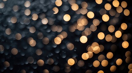 Sticker - Bokeh background with warm yellow and orange light spheres against a dark backdrop suitable for abstract design Copy Space