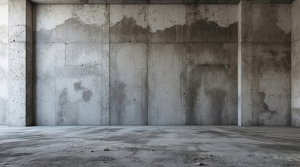 Poster - Empty concrete room with textured walls and flooring suitable for showcasing products or artwork Copy Space