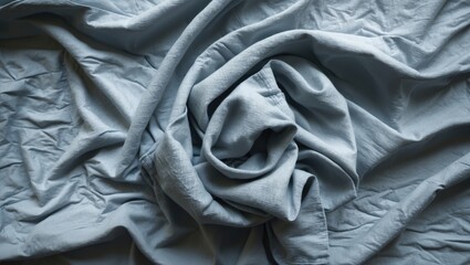 Aufkleber - Wrinkled light blue fabric with a circular pattern creating texture and depth for background use Copy Space