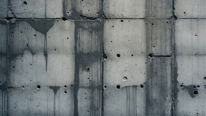 Poster - Gray concrete wall surface with stains and holes suitable for texture and background applications Copy Space