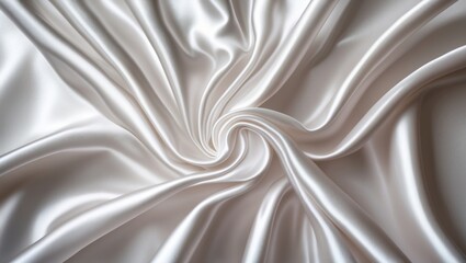Aufkleber - Silky white fabric texture background with smooth folds and elegant draping for textile or fashion design projects Copy Space
