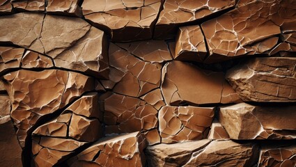 Aufkleber - Detailed close-up of cracked brown stone texture suitable for background use with Copy Space for overlay text.