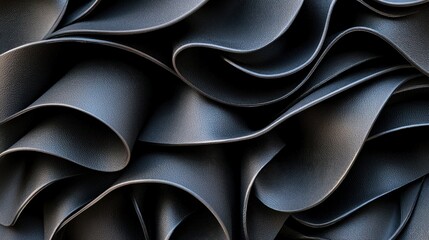 Fototapete - elegant black textured waves of soft material creating a modern, stylish background for fashion and 