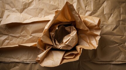 Aufkleber - Crumpled brown paper texture with a circular fold in the center featuring ample Copy Space for text placement