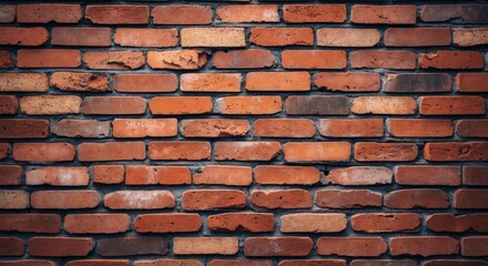 Poster - Textured red brick wall surface with varying shades of orange and brown bricks natural pattern ideal for backgrounds and textures Copy Space