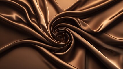 Aufkleber - Silk fabric texture background in rich brown color with folded and twisted patterns suitable for textile design and creative projects