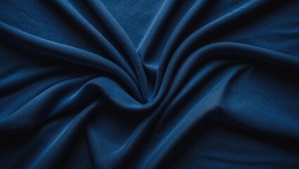 Aufkleber - Navy blue velvet fabric texture with soft folds and creases suitable for background use or textile design Copy Space