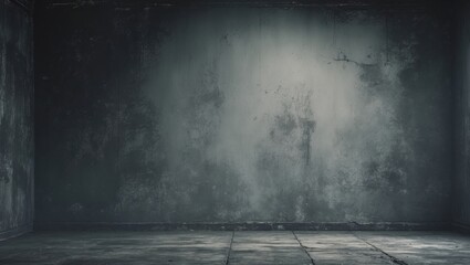 Aufkleber - Empty dark grunge interior with weathered walls and floor for use as a background or texture Copy Space