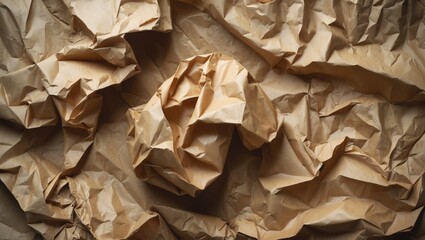 Aufkleber - Brown crumpled paper texture background with layered folds and creases suitable for design use and copy space for text placement