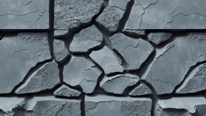 Aufkleber - Cracked gray concrete wall texture with uneven surface and rough appearance suitable for backgrounds or structural designs