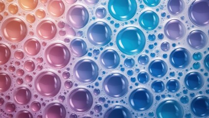 Aufkleber - Colorful abstract background with bubbles of various sizes and shapes in pink, blue, and purple tones, featuring fine details and textures, Copy Space