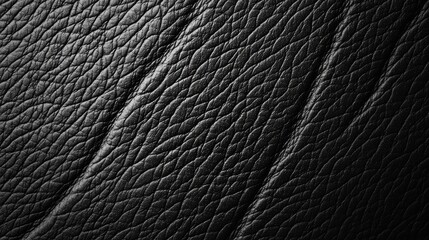 Poster - Close-Up View of Textured Black Leather Surface with Natural Grain Patterns and Wrinkles for Fashion and Design