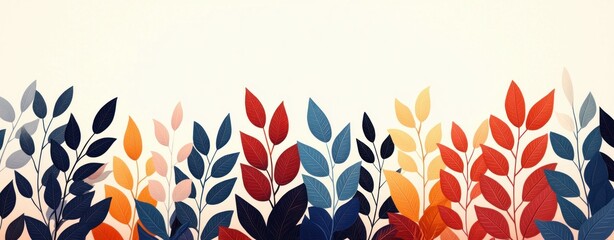 Aufkleber - Colorful Contemporary Leaf Pattern for Modern Design and Decorative Background Aesthetic