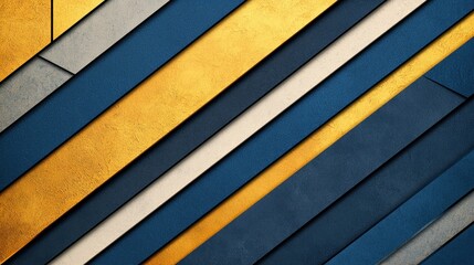 Aufkleber - Colorful abstract background with blue, gold, and beige diagonal lines in a modern design for creative projects