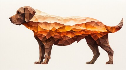 Aufkleber - Abstract geometric representation of a labrador dog in warm tones, showcasing artistic style and creativity