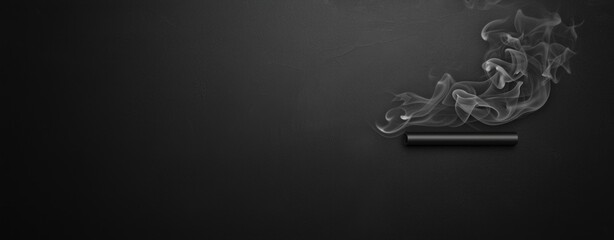 Poster - Smoke Wisps Flowing from a Black Tube Against a Dark Background in Artistic Display of Movement and Form