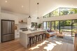 © ChaoticMind - Modern kitchen with open layout and natural light in a contemporary home surrounded by greenery