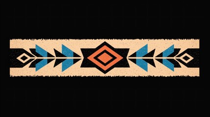 Aufkleber - Geometric Pattern with Blue Arrows and Orange Diamond on Black Background for Creative Design Elements