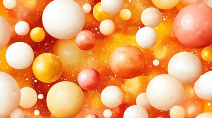 Aufkleber - Abstract Colorful Background with Floating Spheres in Warm Tones with a Vibrant and Dreamy Atmosphere