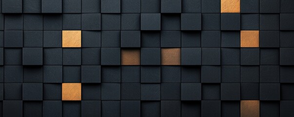Aufkleber - Textured Background of Black and Gold Squares with a Modern, Artistic Appeal for Creative Projects