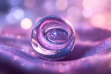 Poster - A mesmerizing glass sphere captures an entire galaxy, surrounded by a swirling cosmic vortex