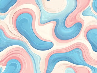 Wall Mural - Abstract Swirls of Pastel Pink and Blue Hues: A Serene Digital Artwork