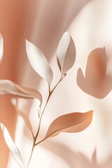 Poster - Soft-focus silhouettes of abstract plants create a serene atmosphere. The warm gradient backdrop enhances the luxurious, dreamlike quality of this botanical composition, inviting contemplation