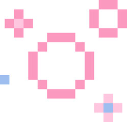 Wall Mural - pixel star sparkle cute retro 8 bit sparkle set. shiny pink game pixel art effect set. firework burs