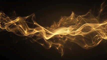 Poster - Abstract glowing gold smoke with a dark background.