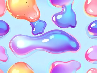 Wall Mural - Abstract Colorful Liquid Shapes: A Pastel Dream