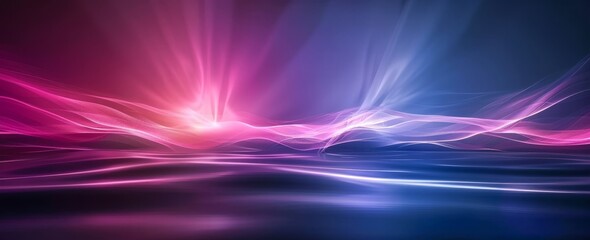 Poster - Abstract neon lights in motion with vibrant pink and blue waves