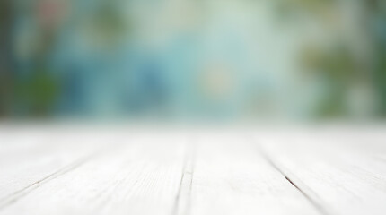 Wall Mural - white wood table top on blurred abstract background