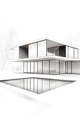 Poster - This Scandinavian-style home features sleek lines and expansive windows, emphasizing minimalist architecture