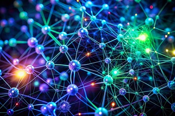 Poster - Low Light AI Brain Data Nodes: Abstract Neural Network Connections in Darkness