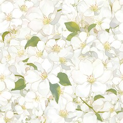 Wall Mural - Seamless pattern of apple blossoms painted in watercolor style