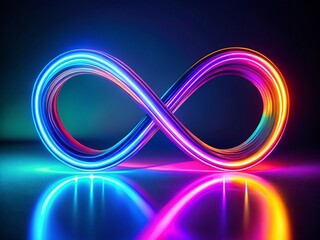 Poster - Macro Abstract Infinity Loop: Glowing Line 3D Animation,  Energy Flow, Cycle Concept